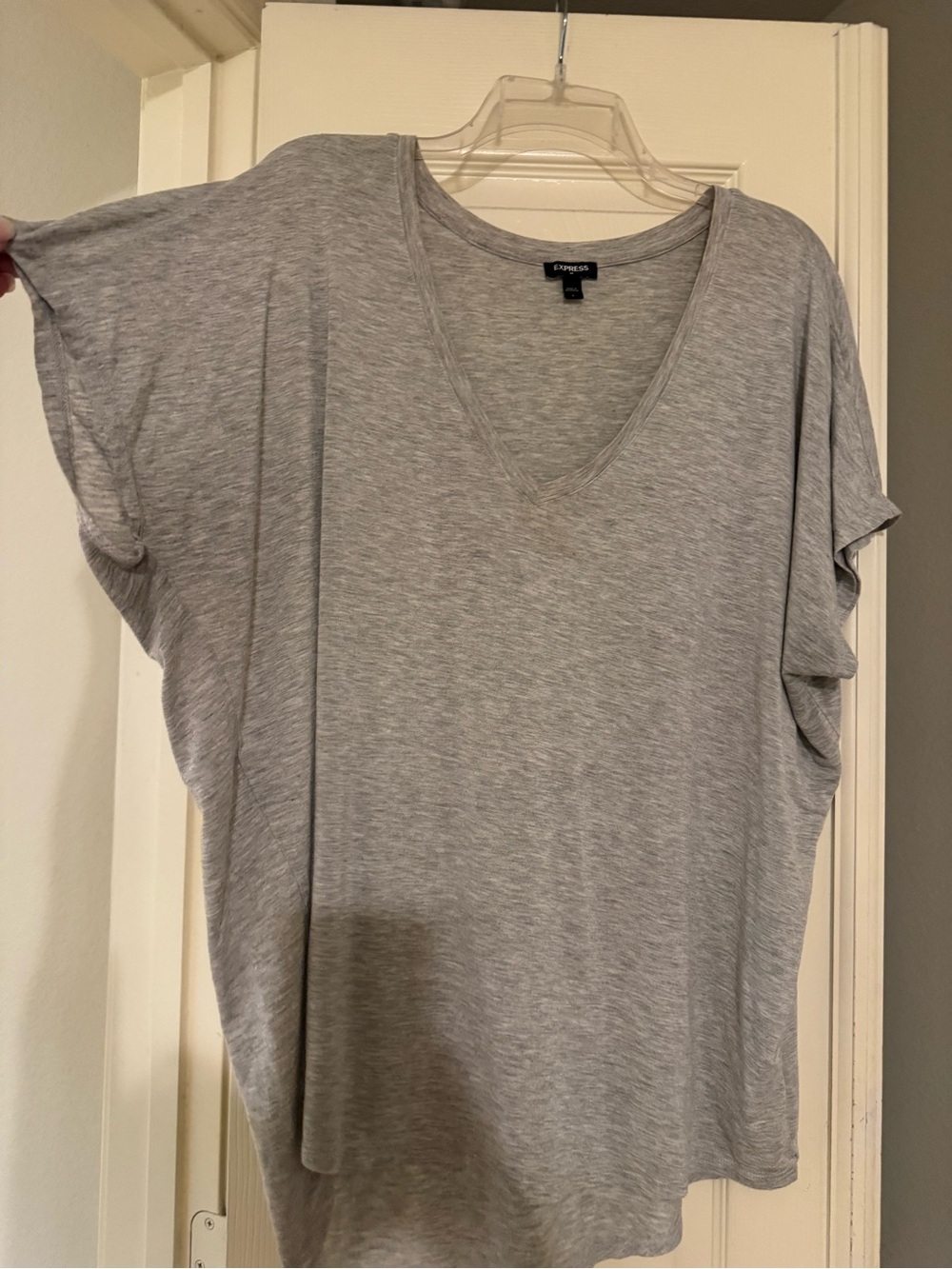 Express Rayon blend Heather Gray V-Neck Short Sleeve Tee